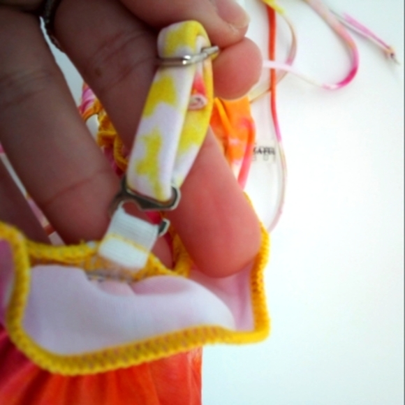 Zaful Tie Dye Orange Pink Bandeau Elastic Bikini Top Swim Swimsuit Swimwear 8 - Picture 7 of 14